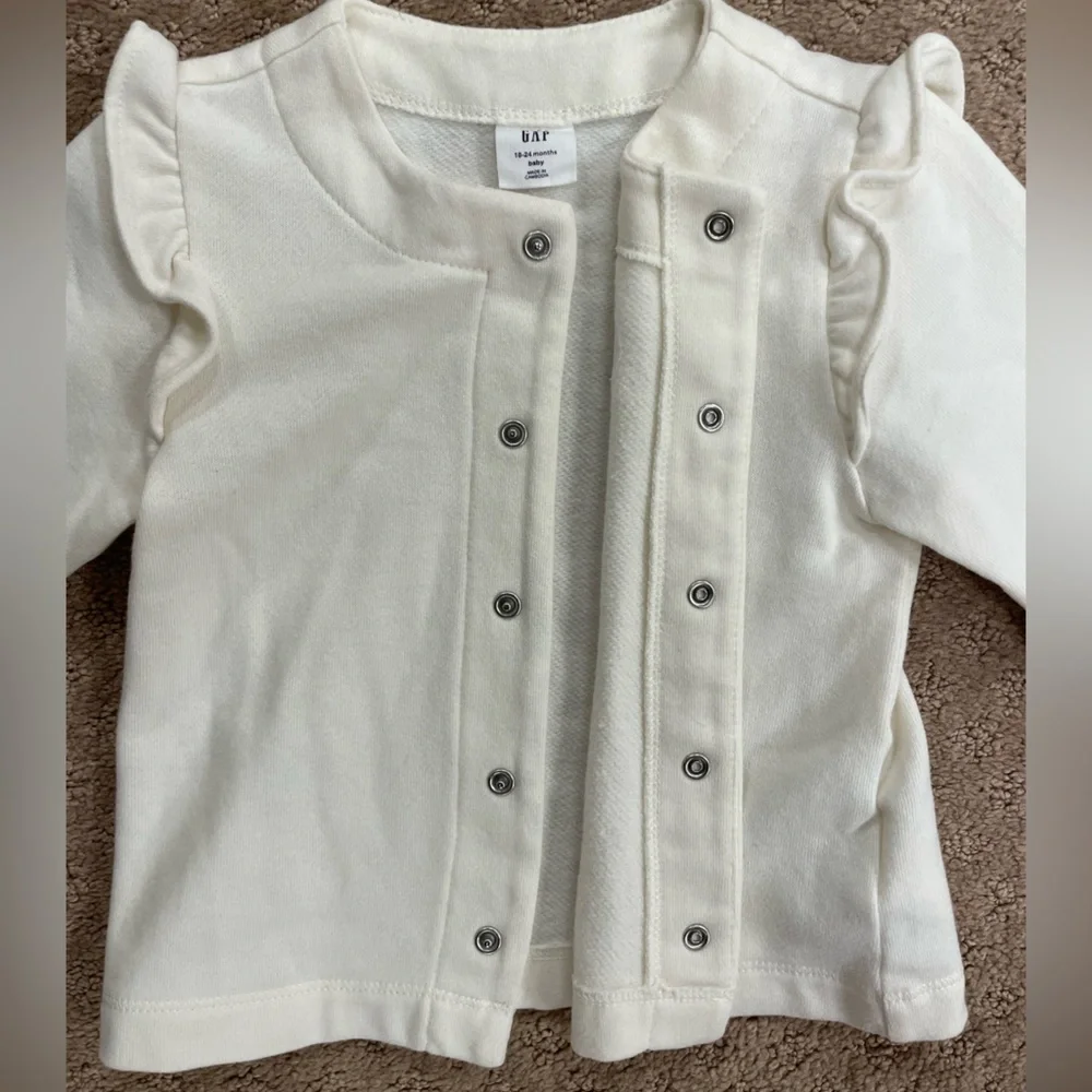 Baby Gap Set Off-White Long Sleeve Cardigan Sweater and Sweatpants 18-24 Months - Picture 9 of 14